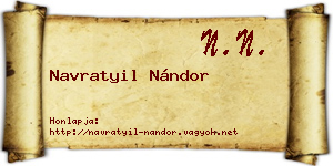 Navratyil Nándor névjegykártya